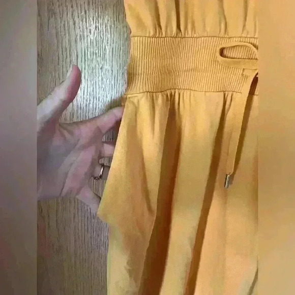 Calia Dress Womens S Extended Shoulder Midi Tank Cinched Waist Pockets Yellow - Picture 5 of 8